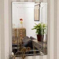 MirrorOutlet Langley All Glass Modern Bevelled Mirror 90 X 60 Cm, Silver