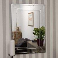 MirrorOutlet Langley All Glass Modern Bevelled Wall Mirror 100 X 70 Cm