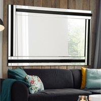 MirrorOutlet Dalton Large Black + Silver Bevelled Triple Edge Wall Mirror 144 X 115.5Cm, Black