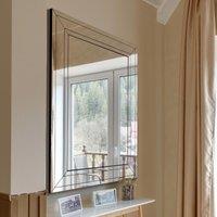 MirrorOutlet Langley All Glass Modern Bevelled Large Wall Mirror 144 X 115.5 Cm