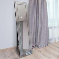 MirrorOutlet Luxford All Glass Bevel Free Standing Cheval Dress Mirror 150 X 40Cm, Silver