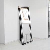 MirrorOutlet Dalton Black And Mirror Triple Bevel Free Standing Cheval Dress Mirror 5Ft7 X 1Ft11 170Cm X 58Cm, Black