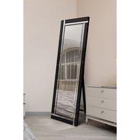 MirrorOutlet Black And Mirror Double Bevel Free Standing Cheval Dress Mirror 5Ft7 X 1Ft11 170Cm X 58Cm, Black