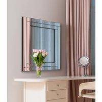 MirrorOutlet Luxford All Glass Bevelled Mirror 68 X 58 Cm, Silver