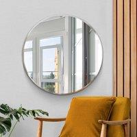 MirrorOutlet All Glass Bevelled Classic Design Round Mirror 90 X 90Cm, Silver