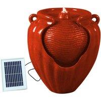 Gardenwize Solar Red Vase Pot Water Feature, Red