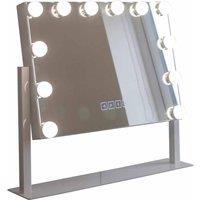 At Home Comforts Vivien Hardwood Landscape Mirror 12 Led Bluetooth, White