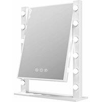 At Home Comforts Mae Hardwood Landscape Mirror 10 Bulb Side Only, White