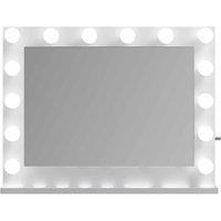 At Home Comforts Marilyn Hardwood Landscape Mirror White 14 Led Bulbs, White