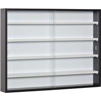 HOMCOM 5 Tier Wall Display Shelf Unit Cabinet With Shelves Glass Doors Black White, Black