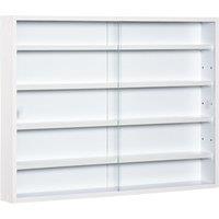 HOMCOM 5 Tier Wall Display Shelf Unit Cabinet With Shelves Glass Doors White, White