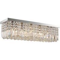 HOMCOM Modern Crystal Ceiling Light Square Chandelier For Home Office Silver, Silver
