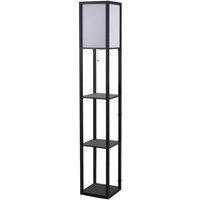 HOMCOM Floor Lamp Reading Lamp With 3 Tier Storage Shelf, Black