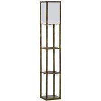 HOMCOM Floor Lamp Reading Lamp w/ 3 Tier Storage Shelf Brown, Brown
