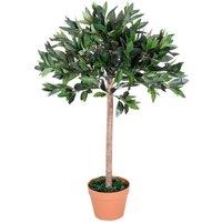 Outsunny Artificial Olive Tree Plant In An Orange Pot 90cm, Green