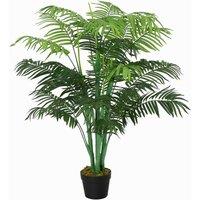Outsunny 125Cm/4Ft Artificial Palm Plant Decorative Tree With18 Leaves Nursery Pot, Green