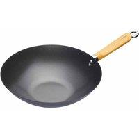 Kitchencraft World Of Flavours Oriental Carbon Steel 30Cm Non-stick Wok, Black