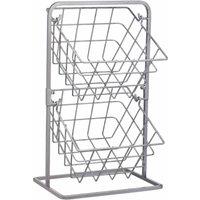 Kitchencraft Industrial Kitchen 2 Tier Distressed Paintwork Industrial Style Wire Storage Baskets, Grey