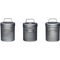 Kitchencraft Kitchencraft Industrial Kitchen Tea Coffee And Sugar Canisters In Gift Box Vintage-style Metal, Grey