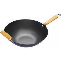 Kitchencraft World Of Flavours Oriental Carbon Steel 35Cm Non-stick Wok, Black