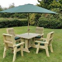 Churnet Valley Garden Furniture Churnet Valley Ergo 4 Seat Table Set, Brown