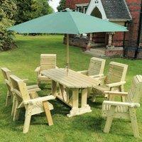 Churnet Valley Garden Furniture Churnet Valley Ergo 6 Seat Table Set, Brown