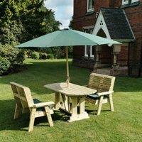 Churnet Valley Garden Furniture Churnet Valley Ergo 4 Seat Table Set, Brown