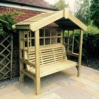 Churnet Valley Garden Furniture Churnet Valley 3 Seater Cottage Arbour with Trellis Backing