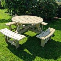 Churnet Valley Garden Furniture Churnet Valley Westwood Round 8 Seat Picnic Table, Brown
