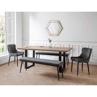 Julian Bowen Set Of Berwick Dining Table 2 Luxe Low Bench Grey & 2 Luxe Chairs Grey