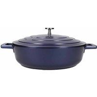 Masterclass Shallow 4 Litre Casserole Dish With Lid - Metallic Blue, Blue