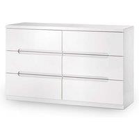 Julian Bowen Manhattan 6 Drawer Wide Chest Of Drawers White, White