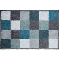 Washamat Mayfair Recylon Blocks Mat 75 X 50Cm - Teal, Blue