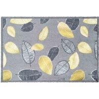 Washamat Mayfair Recylon Modern Leaves Mat 75 X 50Cm, Multi
