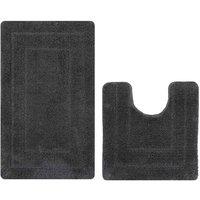 Allure Lisa Bath And Pedestal Mat Set - Dark Grey, Grey