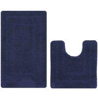 Allure Lisa Bath And Pedestal Mat Set - Navy