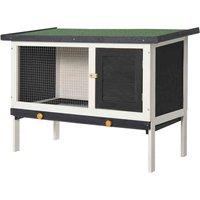 PawHut Wooden Rabbit Hutch Bunny Cage W/ Openable Roof For Outdoors - Black, Black