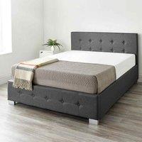 Aspire Upholstered Storage Ottoman Bed In Black Linen Double, Black