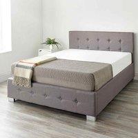 Aspire Upholstered Storage Ottoman Bed In Grey Linen Double, Grey