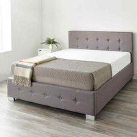 Aspire Upholstered Storage Ottoman Bed In Grey Linen Single, Grey