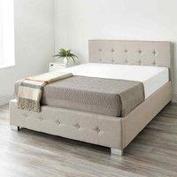 Aspire Upholstered Storage Ottoman Bed In Beige Linen Double, Cream