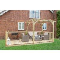 Forest Garden 2.4 x 4.9m Ultima Pergola and Patio Decking Kit, Brown