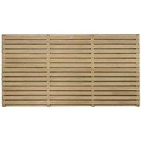 Forest Garden 2'11'' x 5'11'' (91 x 180cm) Contemporary Double Slatted Fence Panel, Brown