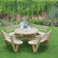 Forest Garden Circular Picnic Table With Seat Backs, Brown