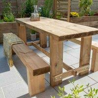 Forest Garden Refectory Table and 1.8m Sleeper Bench Set, Brown
