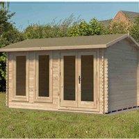 Forest Garden Chiltern 4m x 3m Apex Double Glazed Log Cabin, Brown