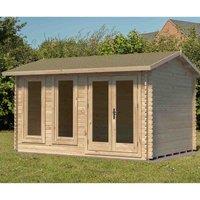 Forest Garden Chiltern 4m x 3m Apex Double Glazed Log Cabin, Brown