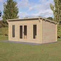 Forest Garden Elmley 5m x 3m Pent Double Glazed Log Cabin, Brown