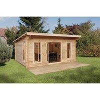 Forest Garden Mendip 5m x 4m Double Glazed Log Cabin, Brown