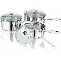 Penguin Home Penguin 3pc S/Steel Saucepan Set w/ Glass Lids